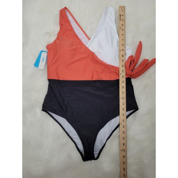 IFFEI Womens Color block One Piece Tummy Control Swimsuit with Cover Up XL - Picture 4 of 8